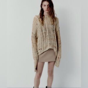Zara Multicolor Distressed Knit Sweater